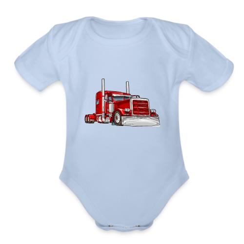 Classic Truck Big Rig 18 Wheeler - Organic Short Sleeve Baby Bodysuit
