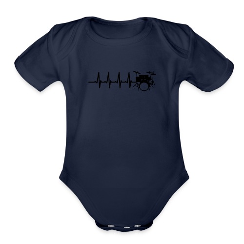 Drums Heartbeat Funny drummer - Organic Short Sleeve Baby Bodysuit