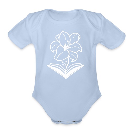 Bitter Lily Books (white) - Organic Short Sleeve Baby Bodysuit