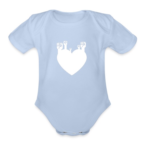 Fist Heart Wht - Organic Short Sleeve Baby Bodysuit