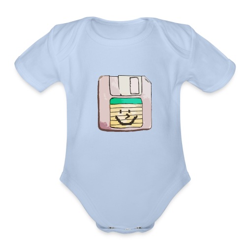 smiley floppy disk - Organic Short Sleeve Baby Bodysuit