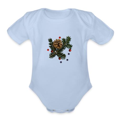 Christmas bare branch - Organic Short Sleeve Baby Bodysuit