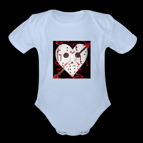 Jason Voorhees Heart - Organic Short Sleeve Baby Bodysuit