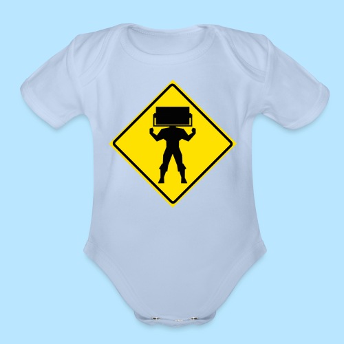 STEAMROLLER MAN SIGN - Organic Short Sleeve Baby Bodysuit