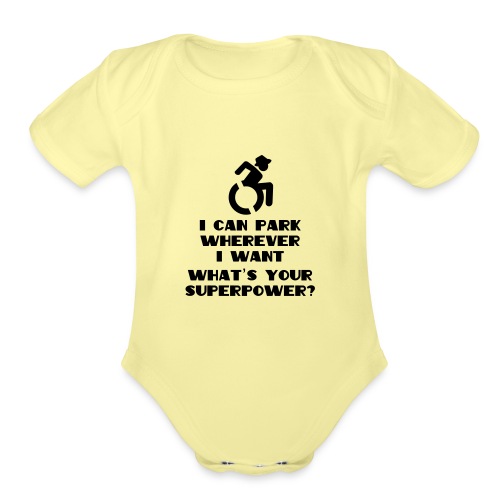 Superpower in wheelchair, for wheelchair users - Organic Short Sleeve Baby Bodysuit