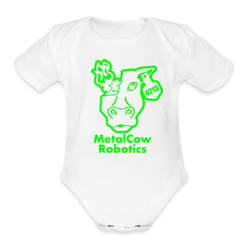 MetalCowLogo GreenOutline - Organic Short Sleeve Baby Bodysuit