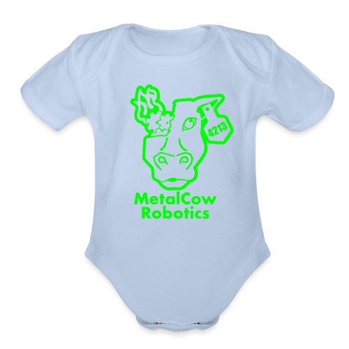 MetalCowLogo GreenOutline - Organic Short Sleeve Baby Bodysuit