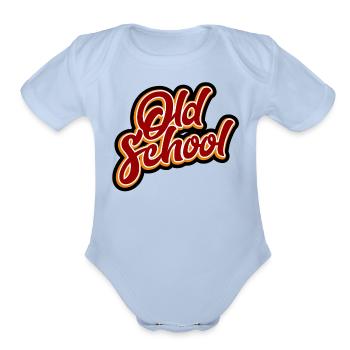 Old School tees - Organic Short Sleeve Baby Bodysuit - sky - Front