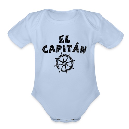 El Capitán Wheel (Vintage/Black) - Organic Short Sleeve Baby Bodysuit