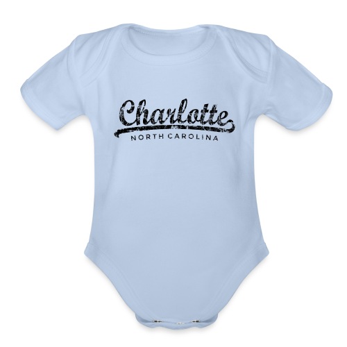 Charlotte, North Carolina Classic Vintage Black - Organic Short Sleeve Baby Bodysuit