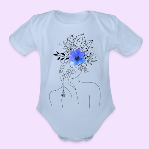 Third Eye Flower Goddess - Crystal Design - Organic Short Sleeve Baby Bodysuit