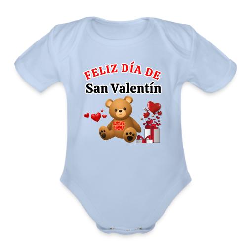 Valentine's Day Celebration Bears Love Hearts. - Organic Short Sleeve Baby Bodysuit