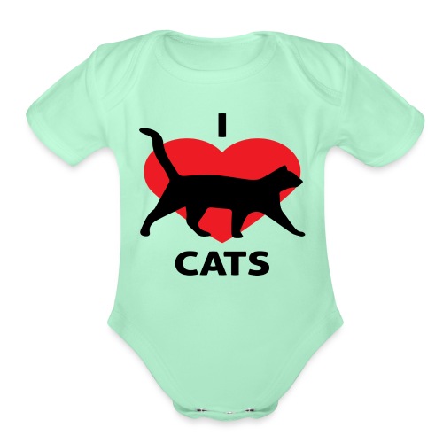 I Love Cats - Organic Short Sleeve Baby Bodysuit