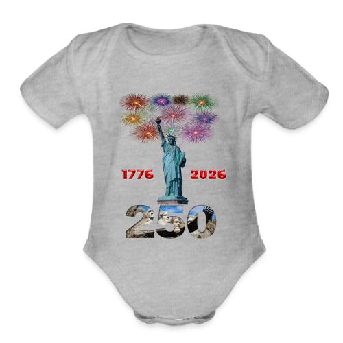 1776 - 2026 | 250 Years USA | Fireworks - Organic Short Sleeve Baby Bodysuit