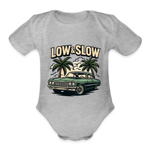 Classic Lowrider Car | Low & Slow Retro T-Shirt - Organic Short Sleeve Baby Bodysuit