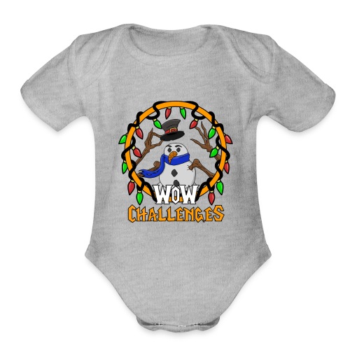 WoW Challenges Holiday Snowman - Organic Short Sleeve Baby Bodysuit