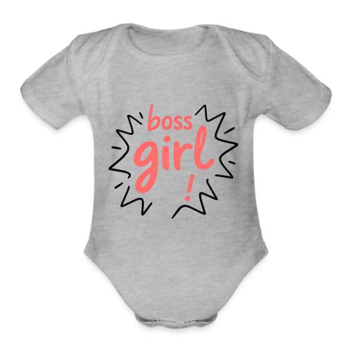 Boss Girl Bold Feminist Statement - Organic Short Sleeve Baby Bodysuit