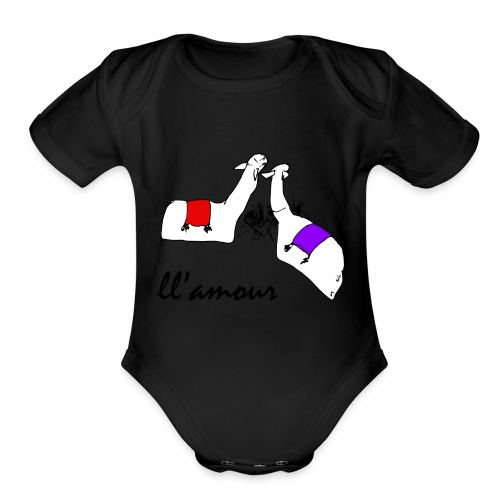 Llamour (color version). - Organic Short Sleeve Baby Bodysuit