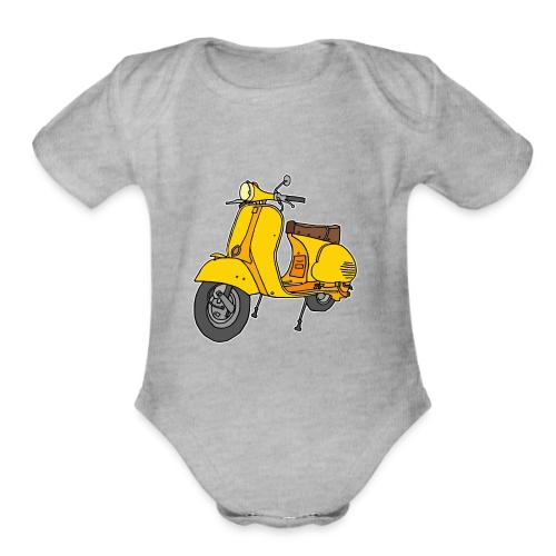 Yellow motor scooter - Organic Short Sleeve Baby Bodysuit
