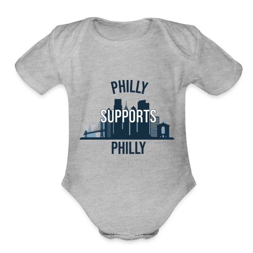 Philly Supports Philly skyline blue transparentbg - Organic Short Sleeve Baby Bodysuit