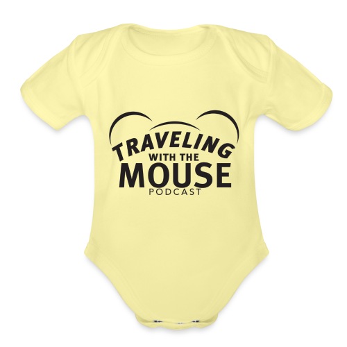TravelingWithTheMouse logo transparent blk LG Crop - Organic Short Sleeve Baby Bodysuit