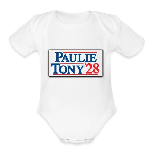 Paulie and Tony for Co-President 2028 - Organic Short Sleeve Baby Bodysuit