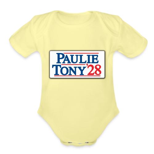 Paulie and Tony for Co-President 2028 - Organic Short Sleeve Baby Bodysuit