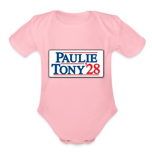 Paulie and Tony for Co-President 2028 - Organic Short Sleeve Baby Bodysuit