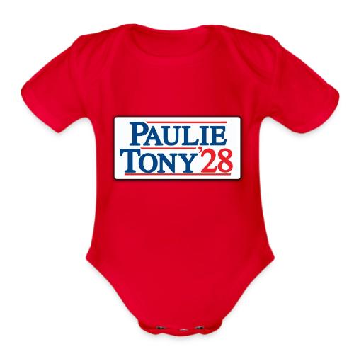 Paulie and Tony for Co-President 2028 - Organic Short Sleeve Baby Bodysuit