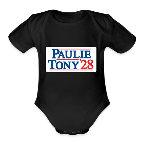 Paulie and Tony for Co-President 2028 - Organic Short Sleeve Baby Bodysuit