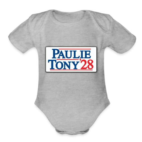 Paulie and Tony for Co-President 2028 - Organic Short Sleeve Baby Bodysuit