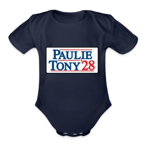 Paulie and Tony for Co-President 2028 - Organic Short Sleeve Baby Bodysuit