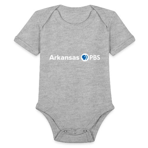 Arkansas PBS Logo WHITE - Organic Short Sleeve Baby Bodysuit