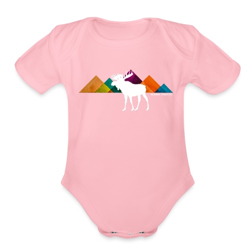 Moose and Mountains Design - Organic Short Sleeve Baby Bodysuit