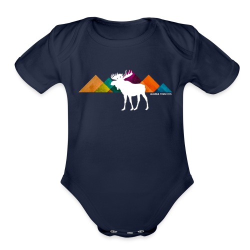 Moose and Mountains Design - Organic Short Sleeve Baby Bodysuit