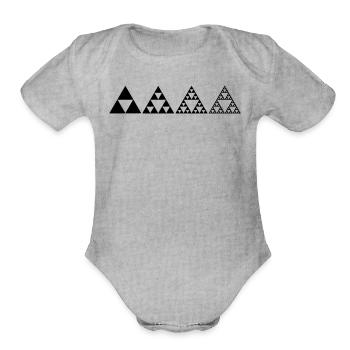 Sierpinski triangles - fractal - Organic Short Sleeve Baby Bodysuit - heather grey - Front