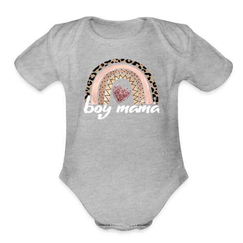 Boy Mama Rainbow Leopard Mom Mother's Day Gift - Organic Short Sleeve Baby Bodysuit