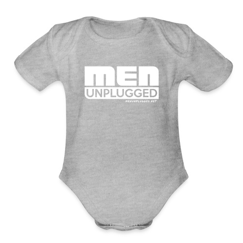 Men Unplugged white logo - Organic Short Sleeve Baby Bodysuit