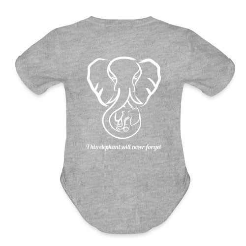 CustomizeMe: This elephant will never forget - WHT - Organic Short Sleeve Baby Bodysuit