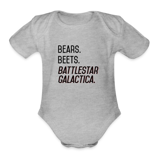 Bears. Beets. Battlestar Galactica. (Black & Red) - Organic Short Sleeve Baby Bodysuit