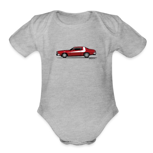 Gran Torino Striped Tomato Red Undercover Cop Car - Organic Short Sleeve Baby Bodysuit