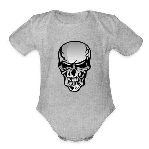Chrome Skull Illustration - Organic Short Sleeve Baby Bodysuit