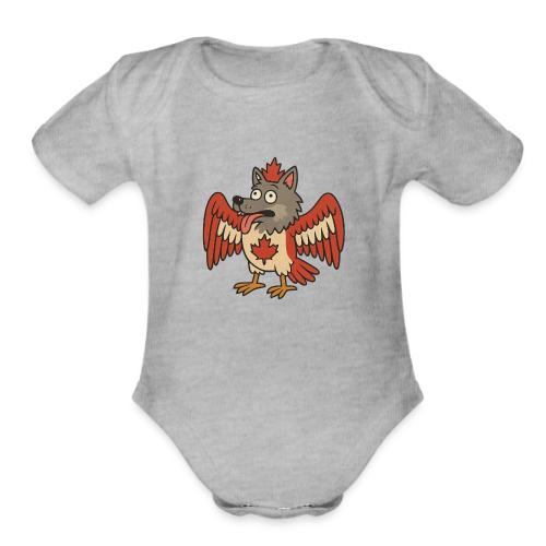 Maple-Mad Wolfbird – Quirky Canadian Creature - Organic Short Sleeve Baby Bodysuit