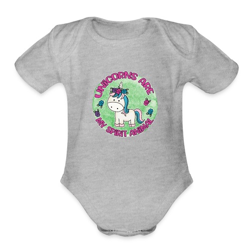Unicorns Are My Spirit Animal - Organic Short Sleeve Baby Bodysuit