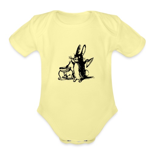 Cute Bunny Rabbit Cooking - Organic Short Sleeve Baby Bodysuit