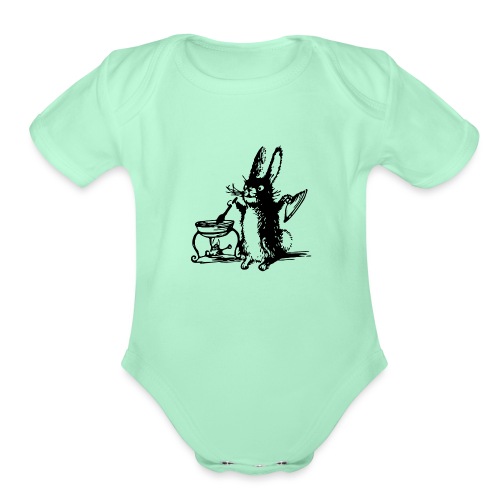 Cute Bunny Rabbit Cooking - Organic Short Sleeve Baby Bodysuit