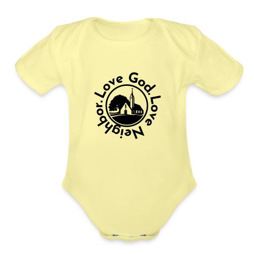 BW Love God Love Neighbor Emblem - Organic Short Sleeve Baby Bodysuit
