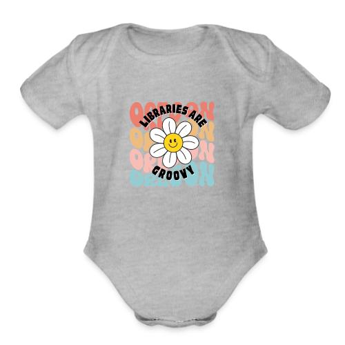OLA Sticker 2 - Libraries are Groovy - Organic Short Sleeve Baby Bodysuit