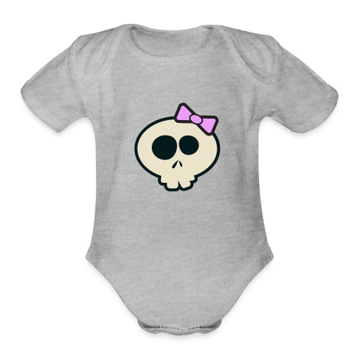 Cute Skull Lavender - Organic Short Sleeve Baby Bodysuit