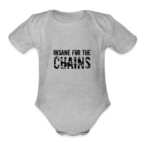 Insane For the Chains Disc Golf Black Print - Organic Short Sleeve Baby Bodysuit